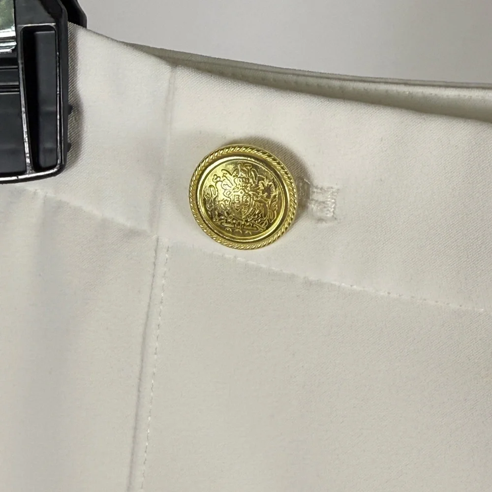 H&M Tailored Shorts Ivory Gold Crest Button Preppy Nautical Classic 4 - Picture 5 of 11